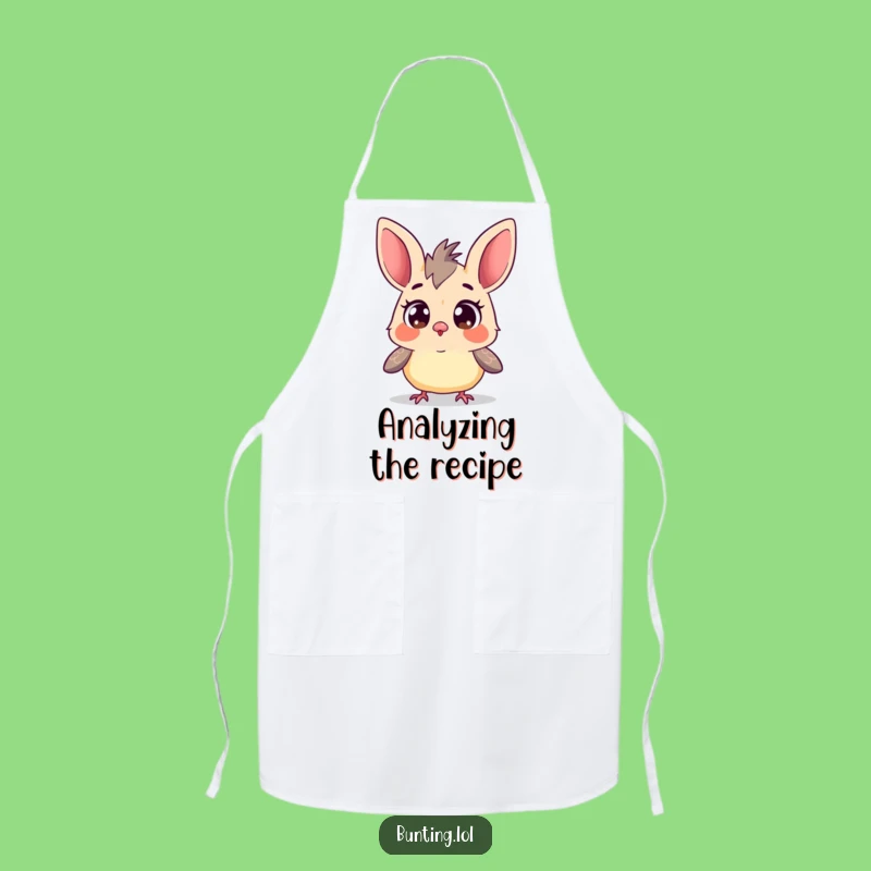 Funny Curious Bunting Apron: Chef Bird Exploring, Hilarious Kitchen Wear