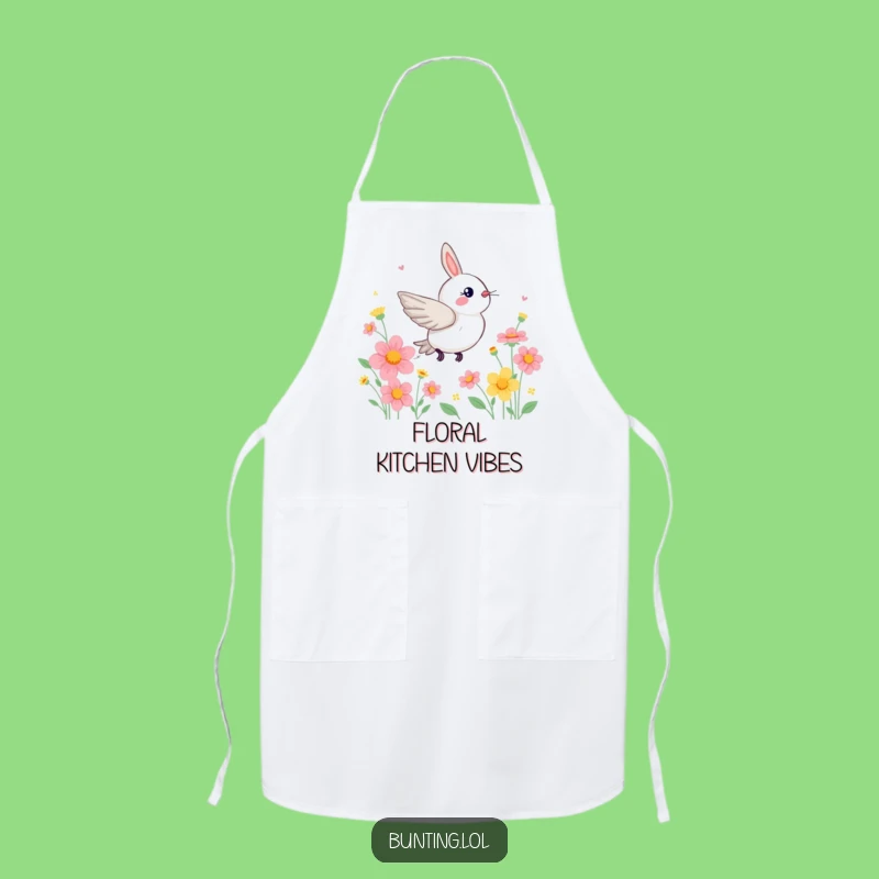 Funny Zippy Bunting Apron: Cook with Floral Flair and Humor