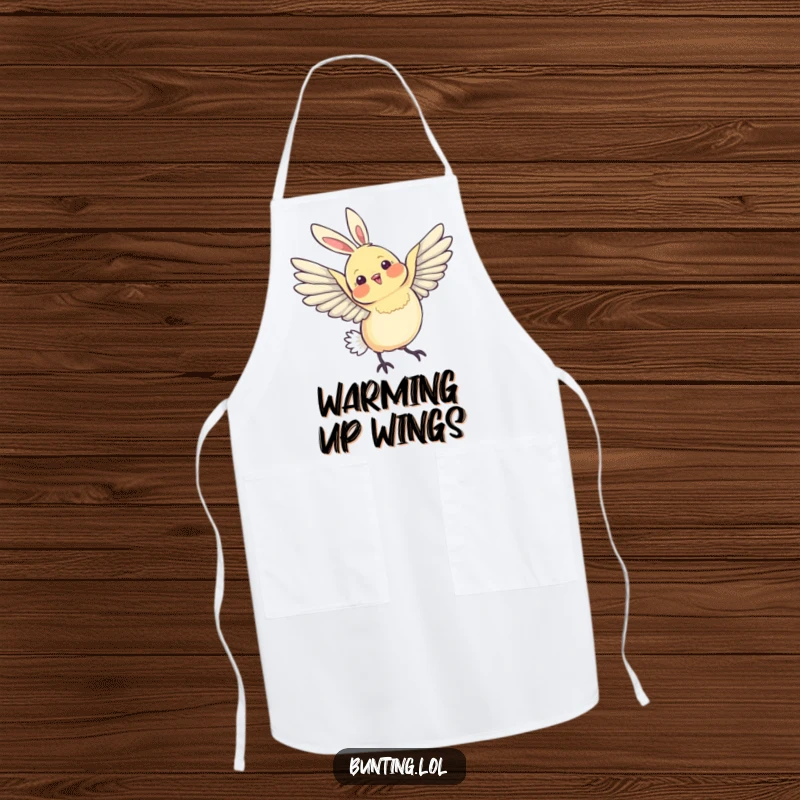 Funny Apron featuring a bunting bird's graceful wing stretch, adding a humorous and elegant flair to kitchen tasks.