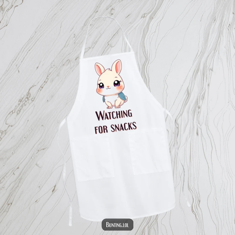 Funny Bunting Apron featuring a bird with curious eyes, ideal for kitchen use and adding humor to cooking.