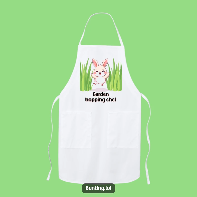Funny Joyful Bunting Apron: Cook with Happiness Amongst the Grass - Perfect Funny Gift!