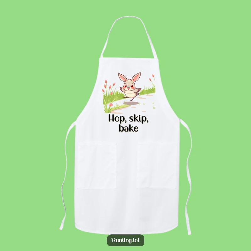 Funny Bunting Bird Hopping Apron, Playful Kitchen Wear for a Cheerful Cook