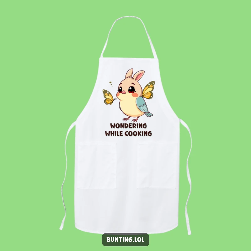 Funny Curious Bunting Apron: Cook with Questions and Charm