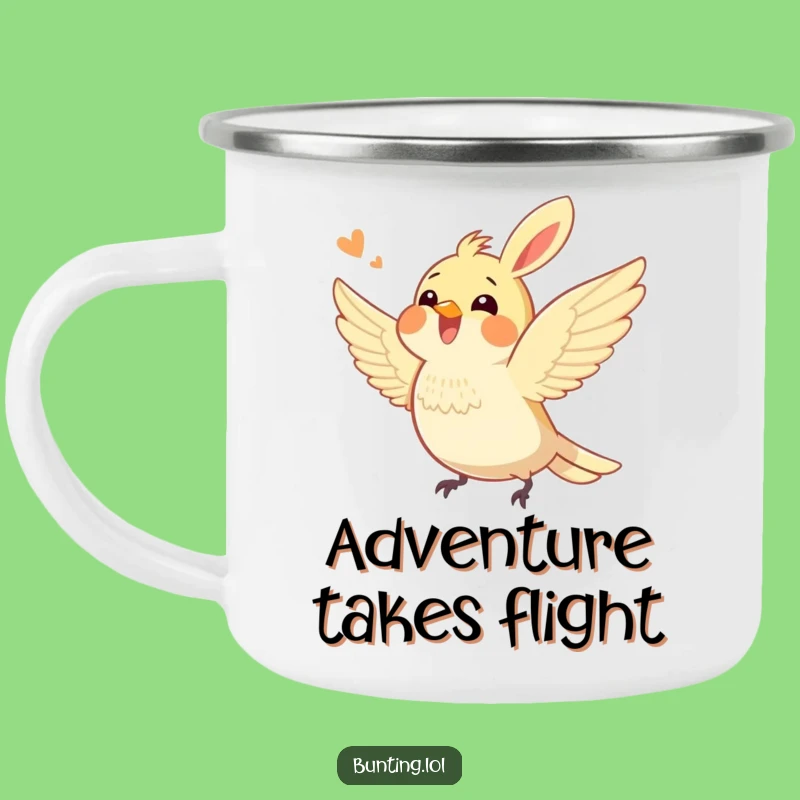 Funny Bunting Bird Fluttering Camping Mug: Your Enthusiastic Companion for Outdoor Fun