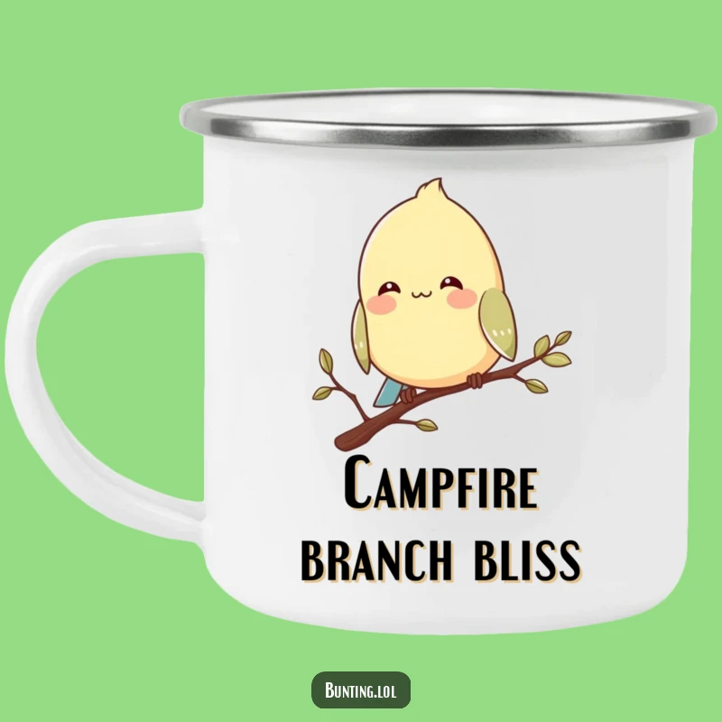 Funny Bunting Bird Camping Mug: Contented Perch Sipper - Relaxed Funny Gift