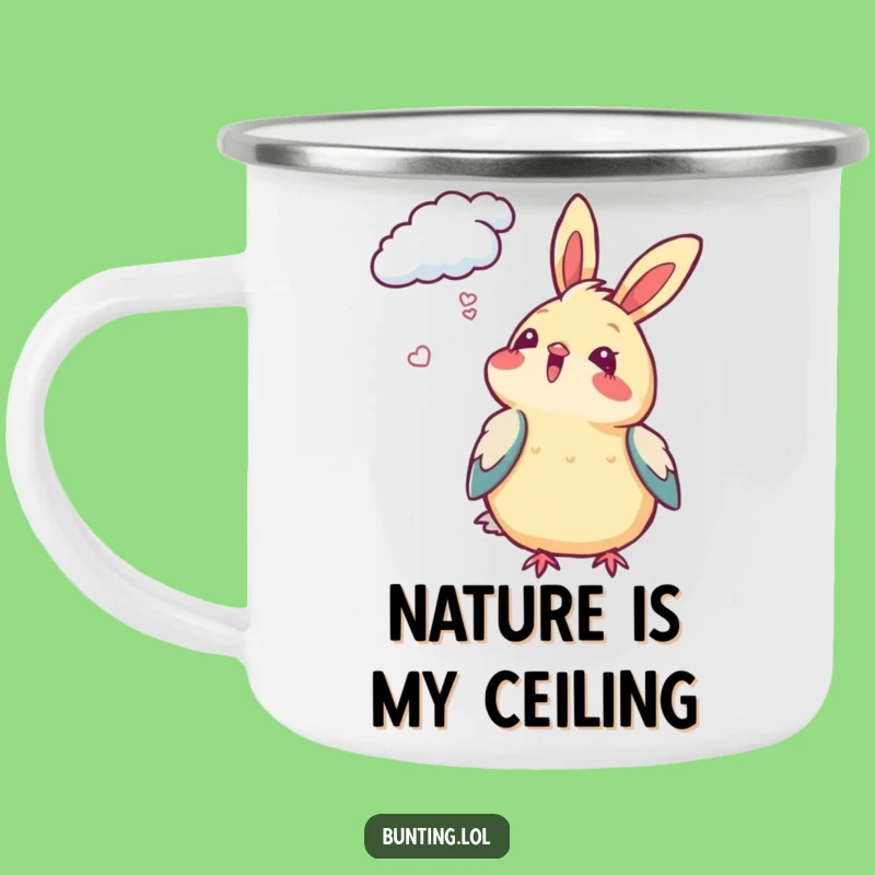 Funny Bunting Bird Camping Mug - Cloud Gazing Adventure Cup, Great Outdoor Gift