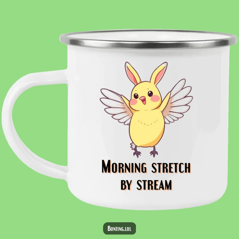 Funny Bunting Bird Camping Mug - Graceful Wing Stretch Adventure Cup, Great Outdoor Gift