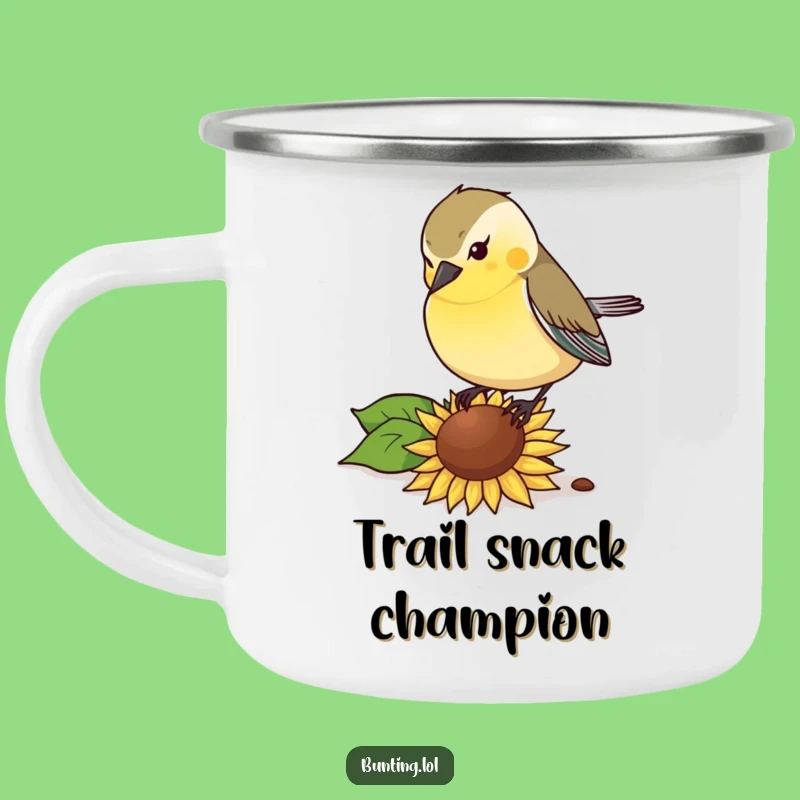 Funny Bunting Bird Camping Mug: Outdoor Seed Feast, Hilarious Brew!