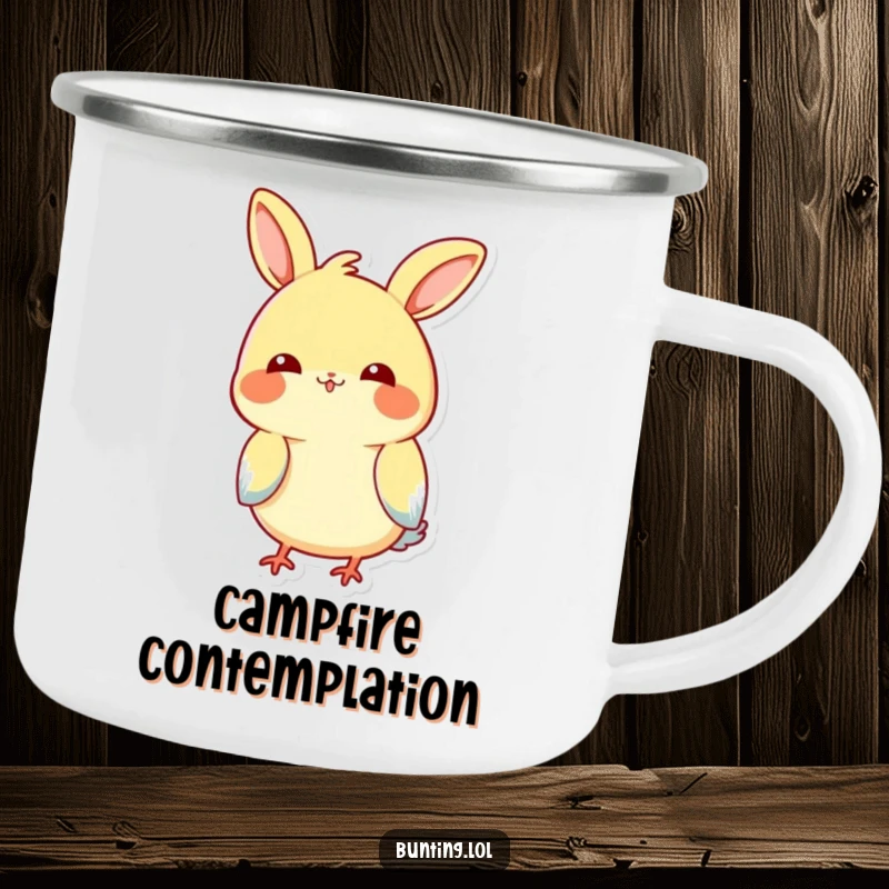 Funny Tilting Bunting Camping Mug: A bunting bird playfully tilting its head, great for outdoor humor.