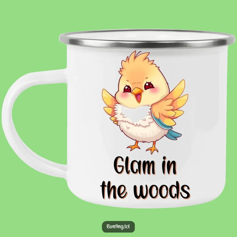 Funny Bunting Bird Feather Camping Mug: Your Stylish Companion for Outdoor Glamour