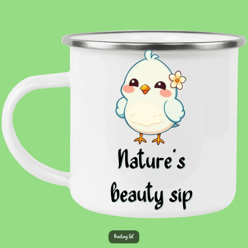Funny Flower Bird Camping Mug: Cheerful Trails - Great Funny Gift!