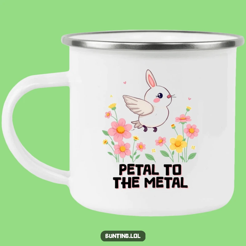 Funny Zippy Bunting Camping Mug: Adventure Through Flowers with Humor