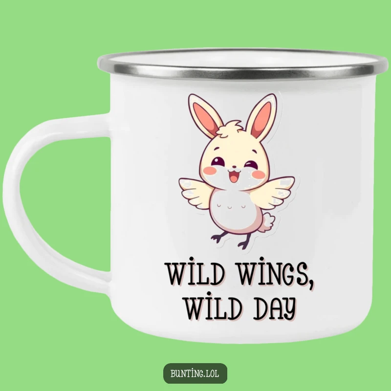 Funny Bunting Bird Camping Mug: Energetic Flutter Adventures - Rugged Funny Gift