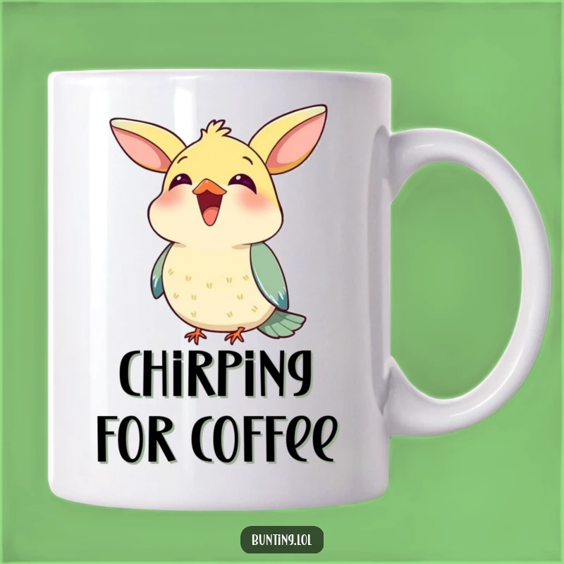 Funny Bunting Chirp Mug: Happy Beak Open Design, Perfect Funny Gift