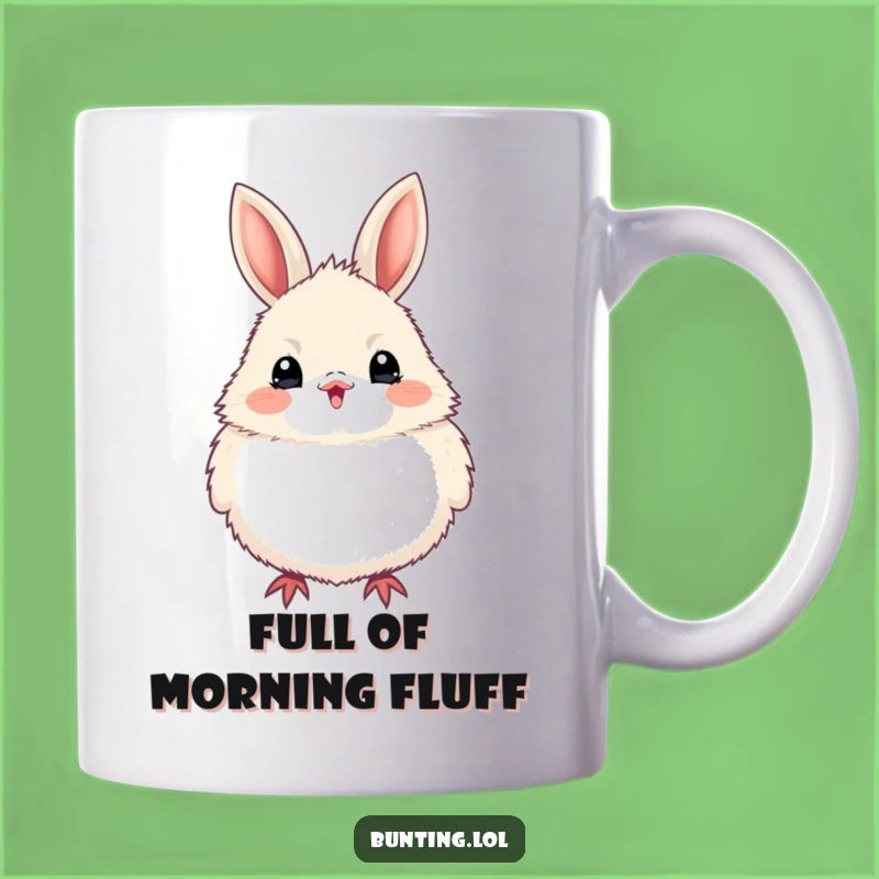 Funny Bunting Bird Puffed Up Mug, Excited Avian Design, Perfect Cheerful Gift