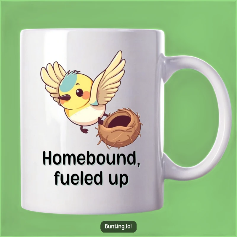 Funny Bunting Determined Flight Mug: Goal-Oriented Bird Humor, Perfect Gift