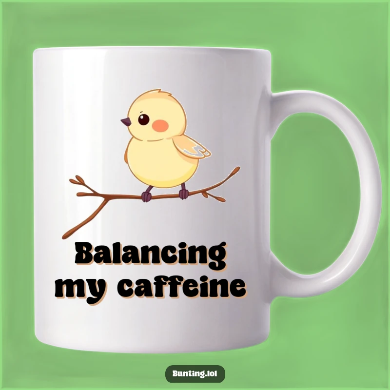 Funny Hopping Bunting Mug: Playful Bird Design, a Hilarious Gift for Nature Lovers