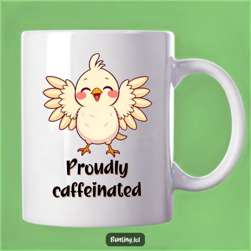Funny Proud Bird Mug: Delighted Songbird Feathers Gift, Humorous Pride Gift