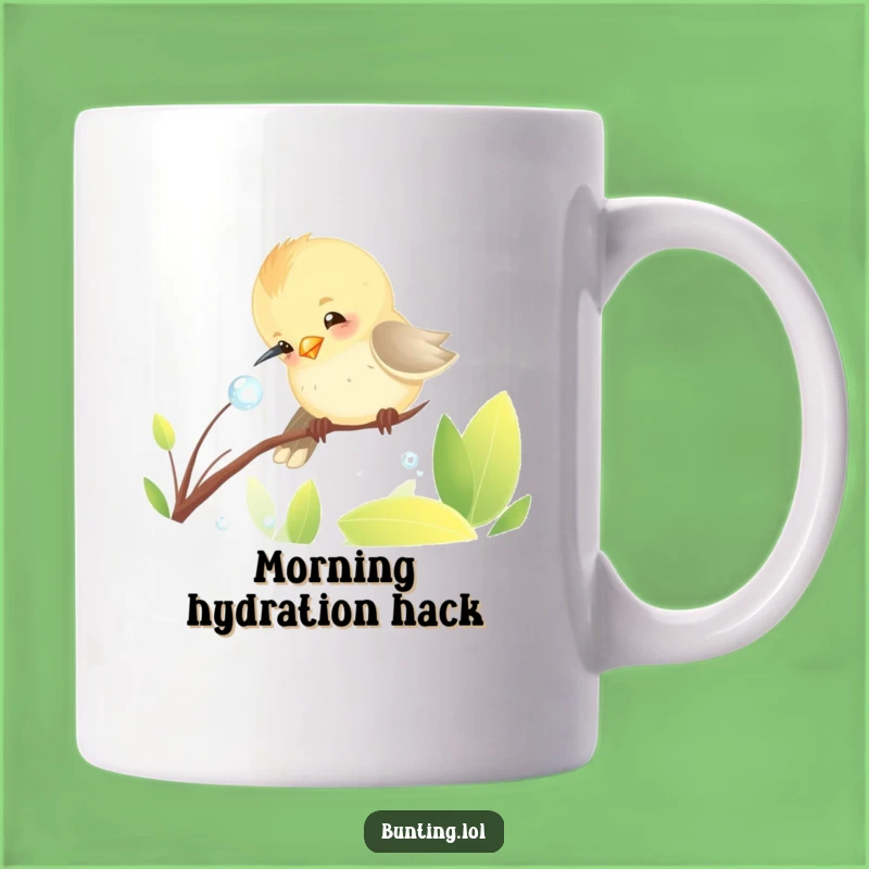 Funny Dewdrop Pecking Bunting Mug - A Hilarious Bird Gift!
