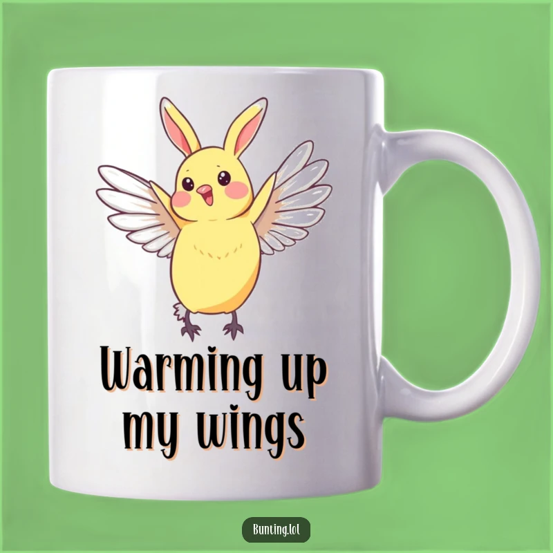 Funny Bunting Bird Wing Stretch Mug - Graceful & Humorous Gift for Bird Lovers