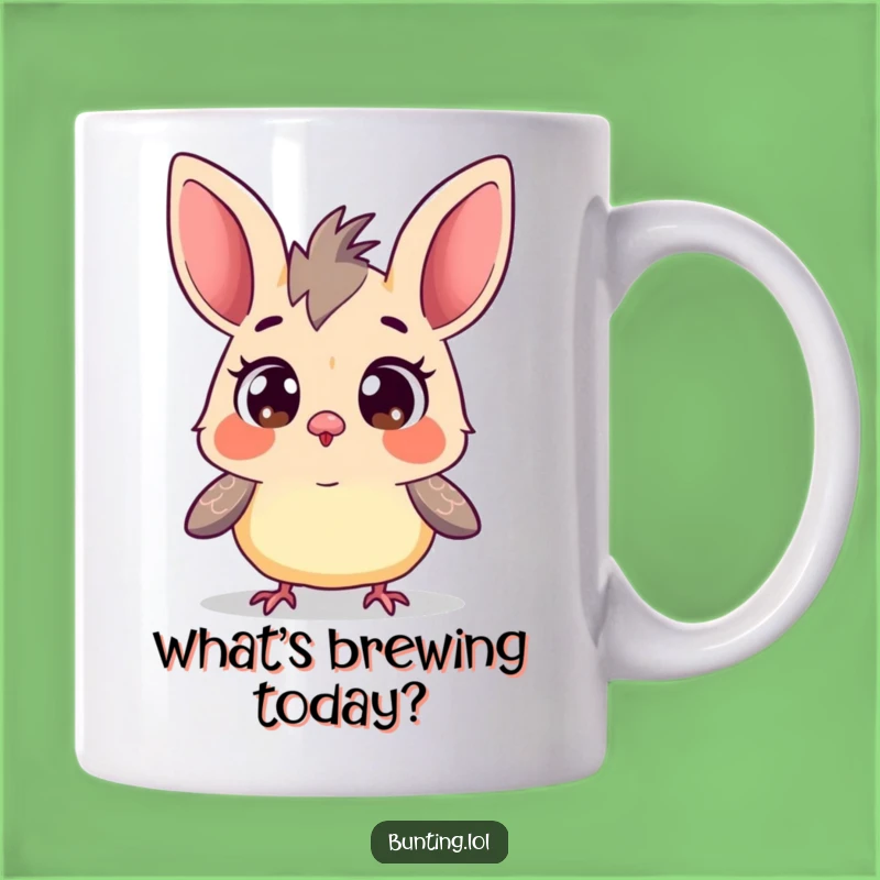 Funny Curious Bunting Mug: Wide-Eyed Bird Exploring, Hilarious Gift for the Inquisitive