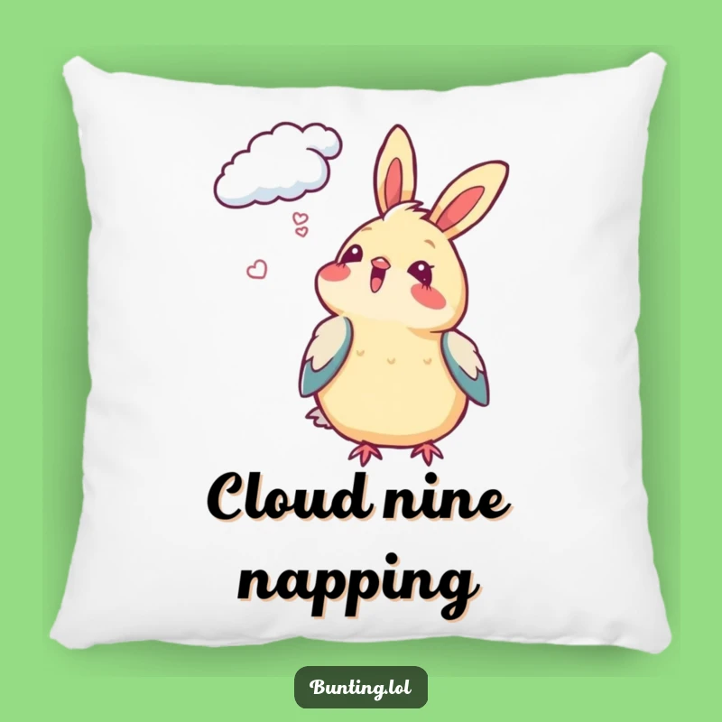 Cozy Funny Bunting Bird Pillow - Cloud Gazing Comfort, Perfect Relaxing Gift