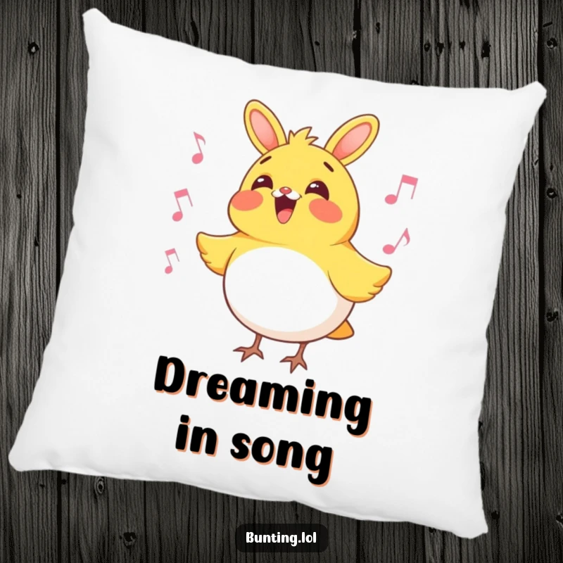 Funny bunting bird pillow with a happy bunting character singing its heart out, offering comfort and a dose of humorous melody to any cozy corner.