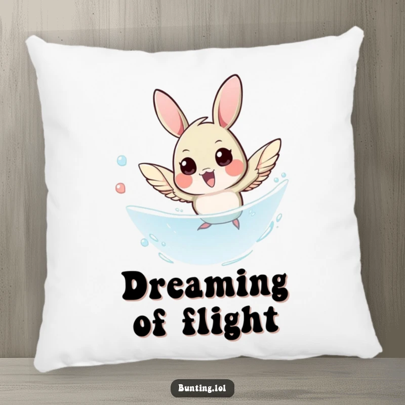 Funny Bunting Pillow featuring a small bird in a swift, agile dive, adding a touch of playful humor to any room.