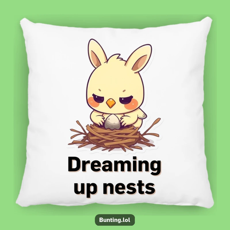 Funny Determined Bunting Pillow: Cozy Comfort for Achievers