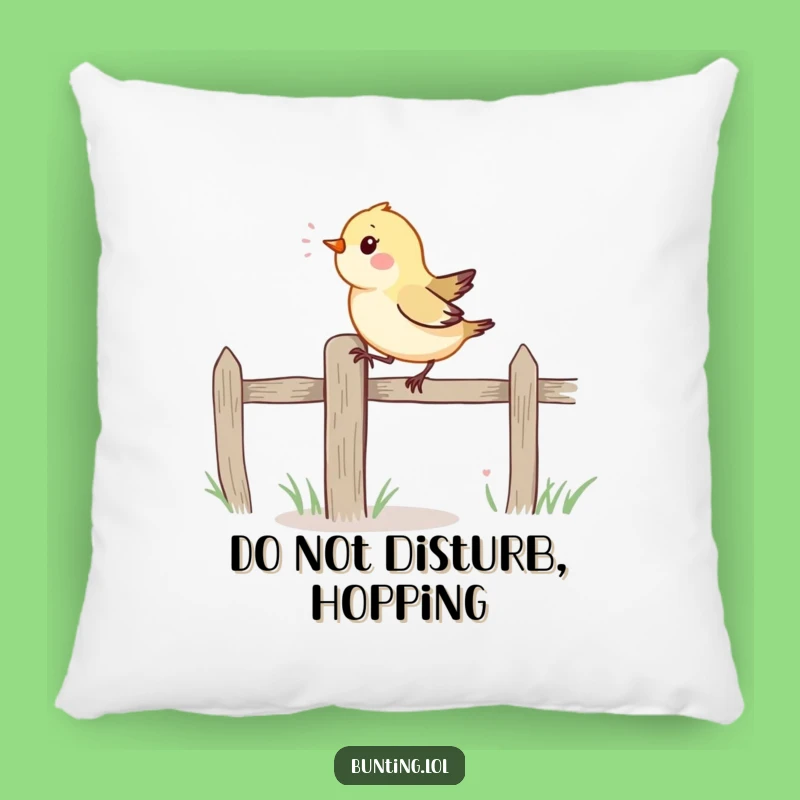 Funny Bird Pillow: Cozy Fence Hopper Accent, Hilarious Home Decor!