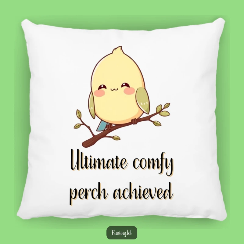 Funny Bunting Bird Pillow: Contented Smile Cushion - Soft Funny Gift