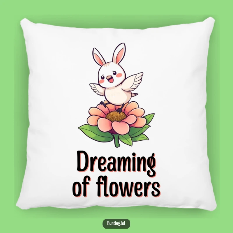 Funny Bunting Hop Pillow: Cozy Comfort with an Energetic Character's Flower Leap