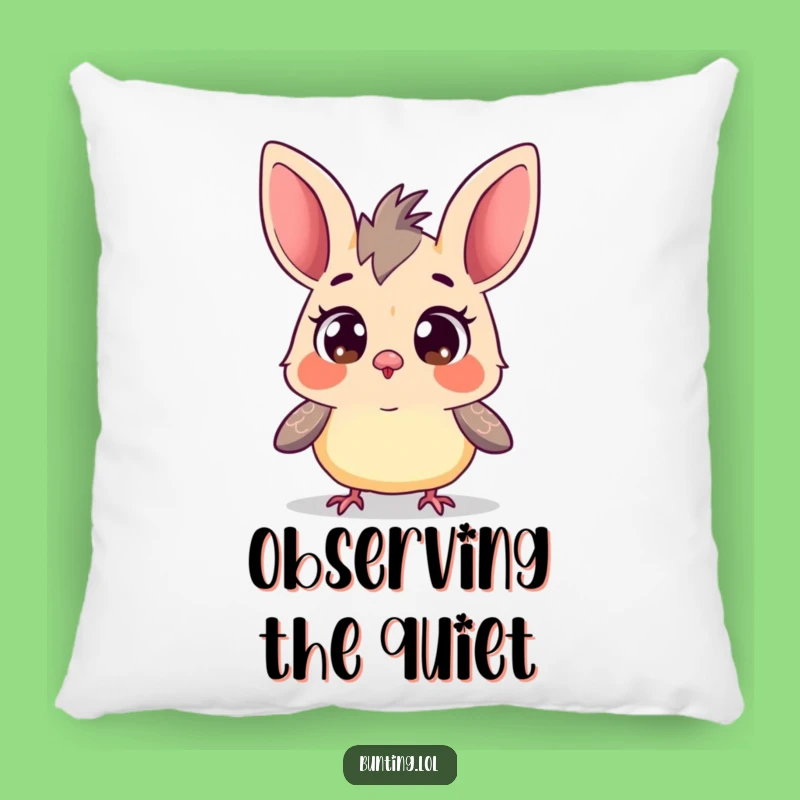 Funny Curious Bunting Pillow: Wide-Eyed Bird Exploring, Comfy and Hilarious Accent