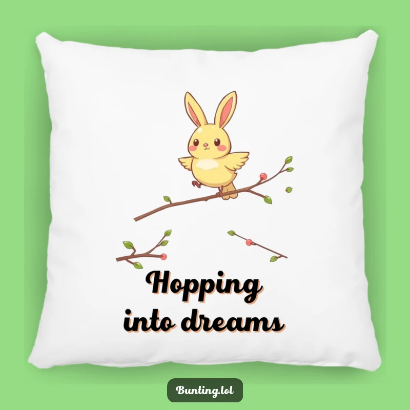 Funny Hopping Bunting Pillow: Energetic Bird Jumping, Comfy and Hilarious Accent