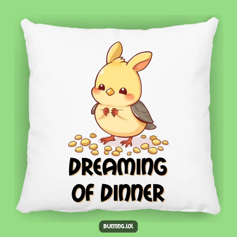 Funny Pecking Bunting Pillow: Cute Bird Eating Seeds, Comfy and Hilarious Accent