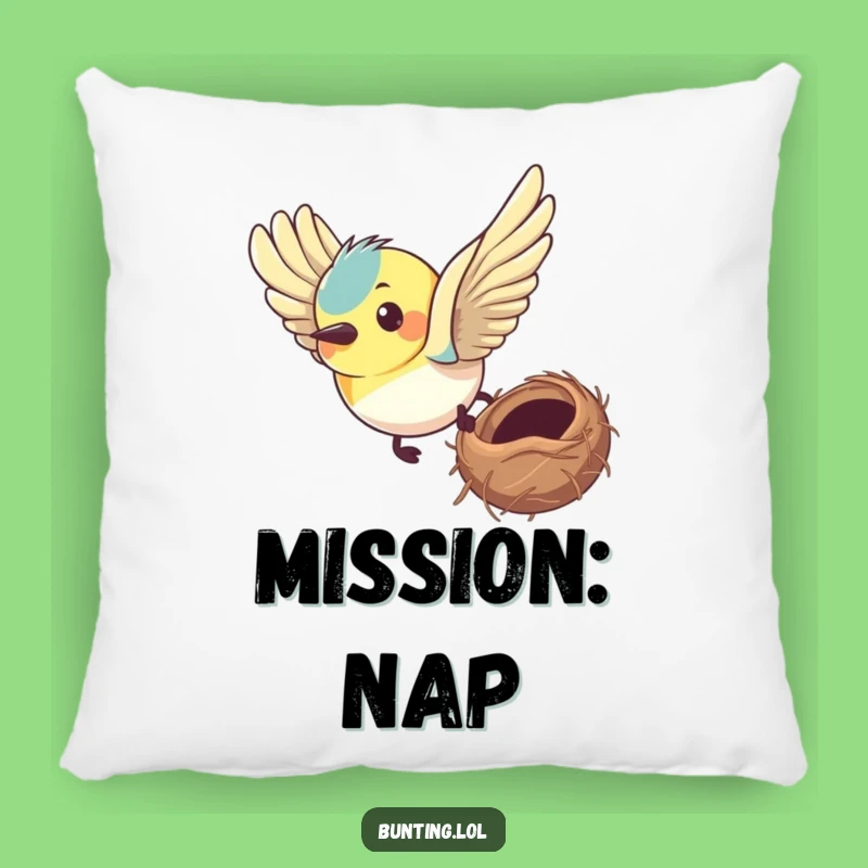 Funny Bunting Determined Pillow: Cozy Focus Cushion, Perfect Gift