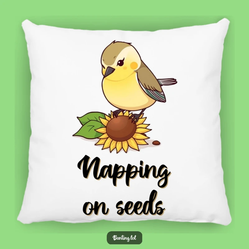 Funny Bunting Bird Pillow: Cozy Seed Muncher, Hilarious Accent!