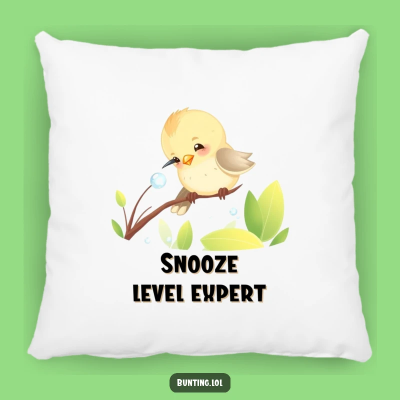 Funny Bunting Dewdrop Pillow - Cozy Bird Humor for Your Home!