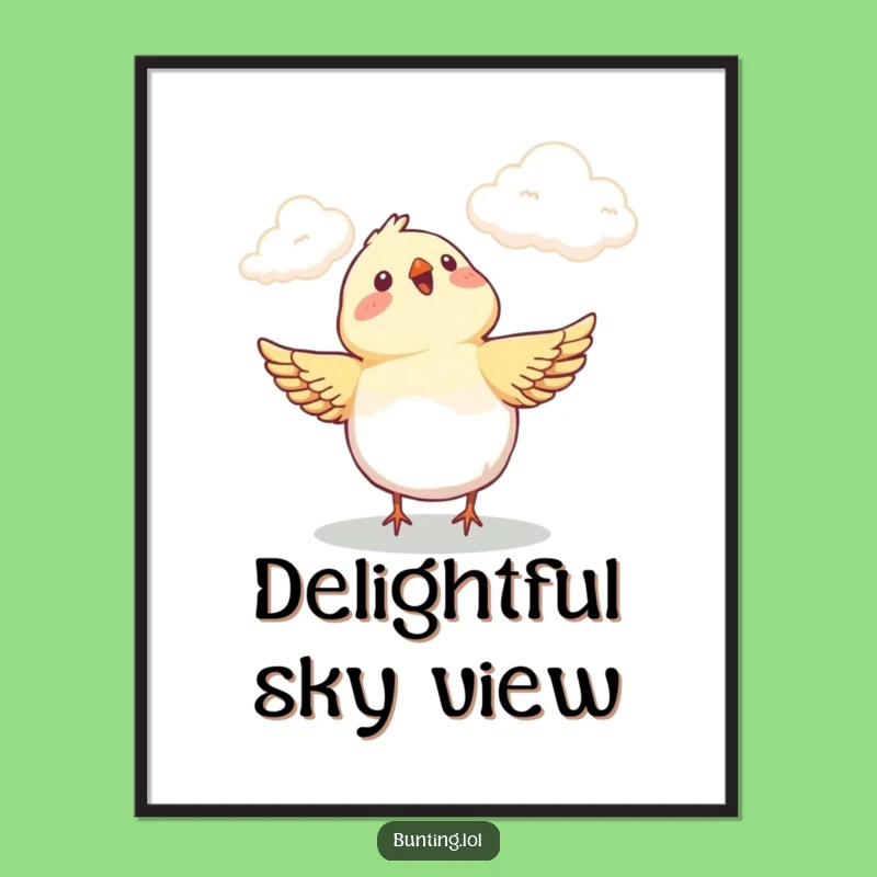 Funny Bunting Cloud Digital Art - Instant Cheerful Bird Decor!