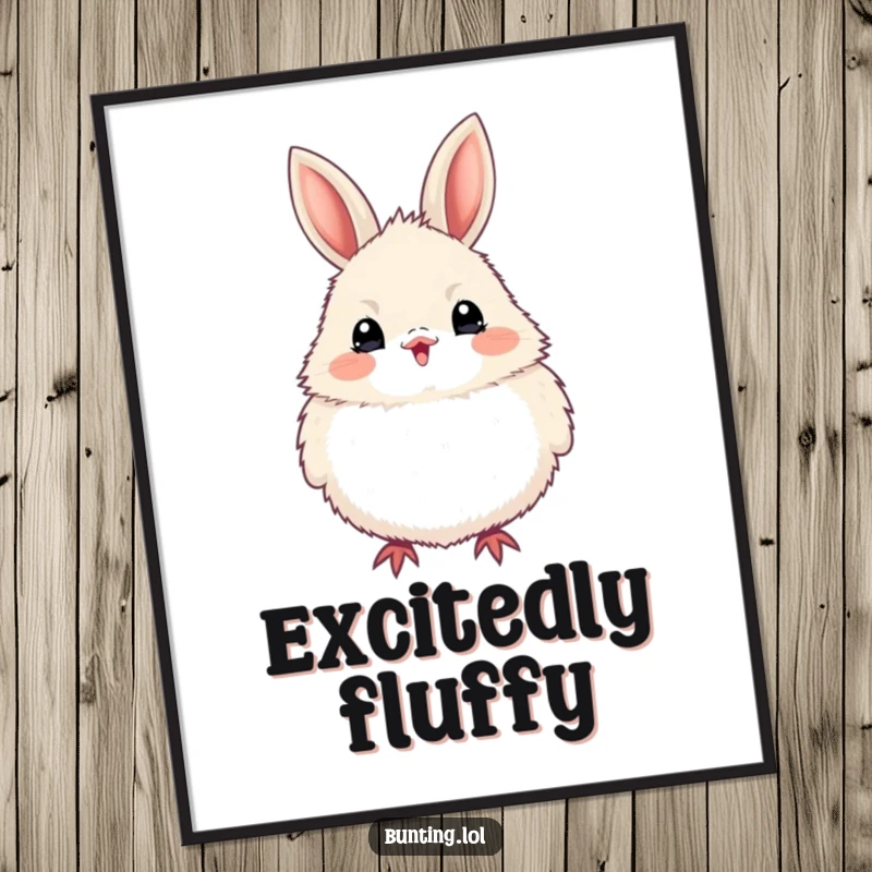 Funny bunting bird digital art print of a bird puffed up with excitement, bringing instant joy and humor, a perfect funny gift download.