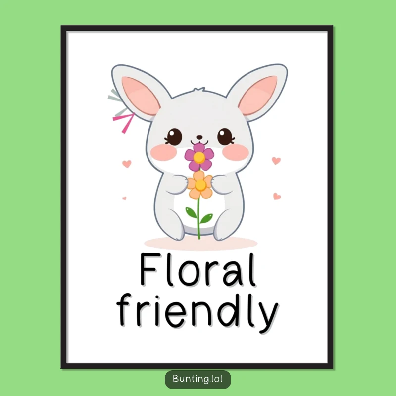 Funny Bunting Bird Digital Art - Flower Offering Decor, Instant Kind Gift