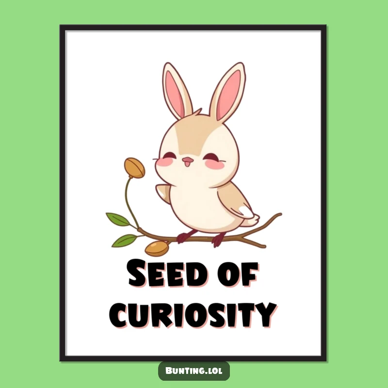 Funny Bunting Bird Digital Art: Curious Seed Gaze - Instant Funny Gift Download