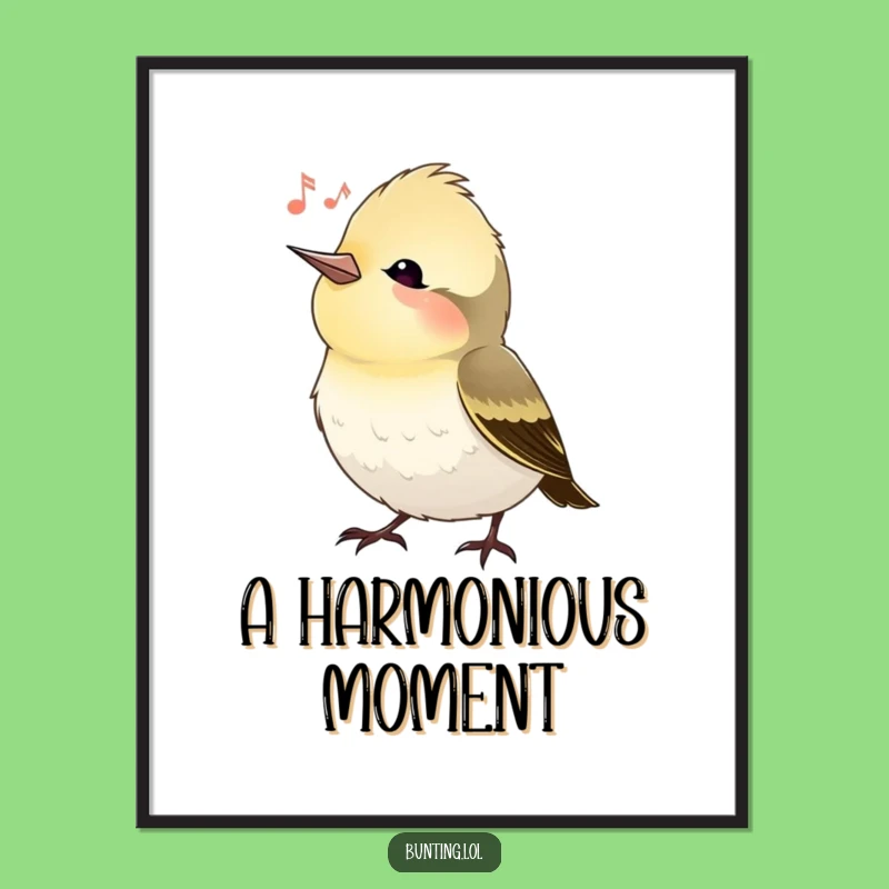 Funny Bunting Bird Head Tilt Digital Print, Instant Serene Wall Art