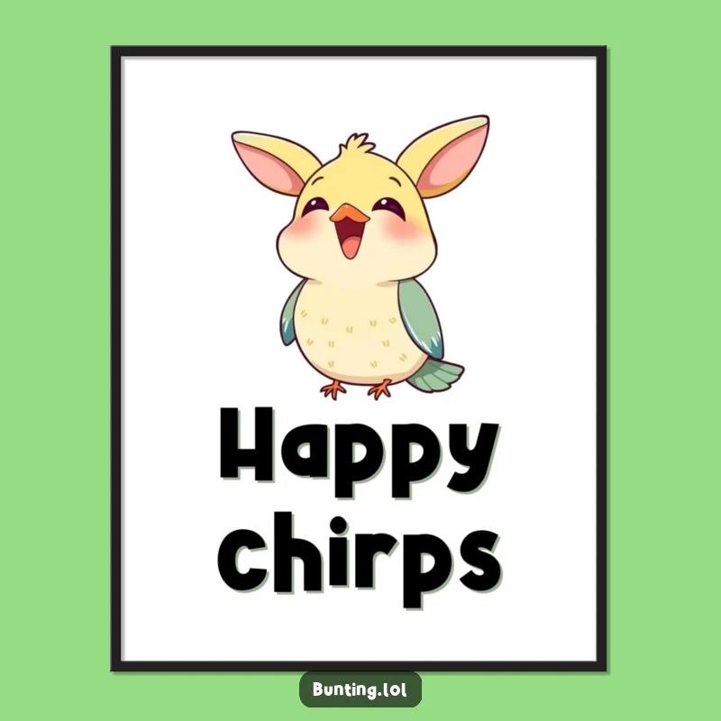 Funny Bunting Chirp Digital Art: Happy Singer Download, Unique Funny Gift