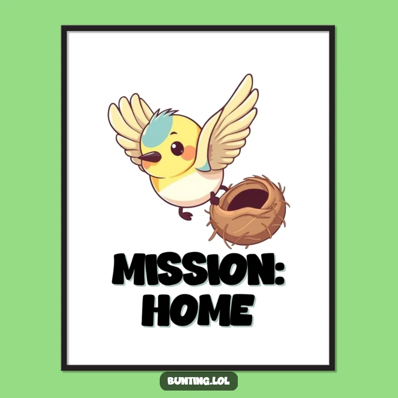 Funny Bunting Determined Digital Art: Motivational Decor, Perfect Gift