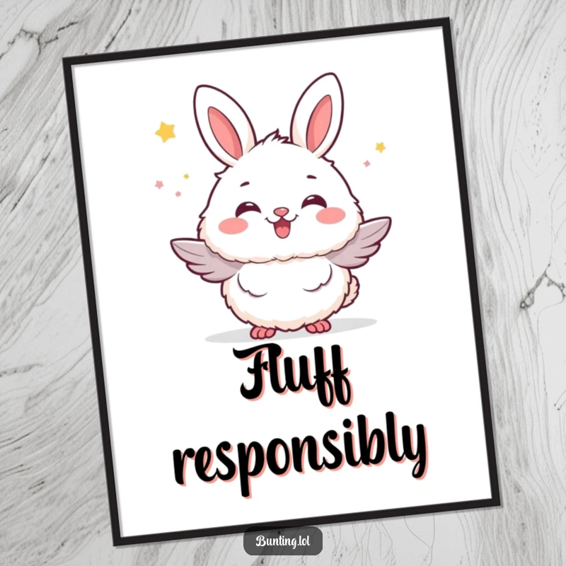 Funny bunting bird digital art print of a bunting puffed up with fluffy excitement, perfect for instant, joyful decor.