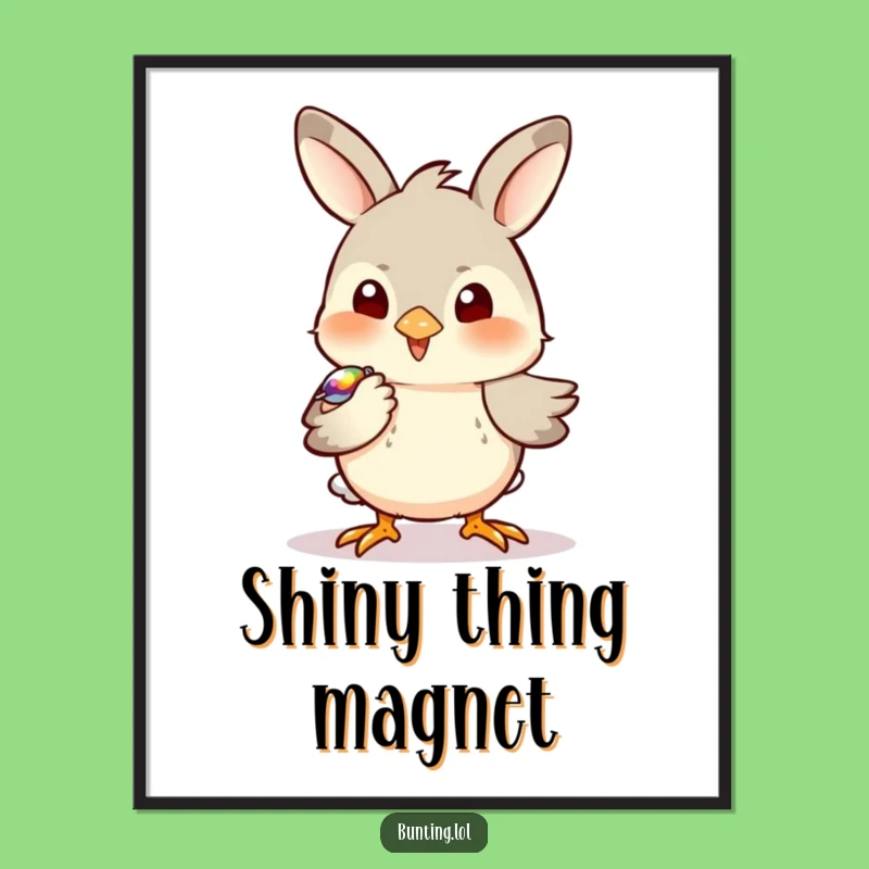 Funny Bunting Pecking Digital Art Print: Curious Bird's Fascination for Instant Decor!