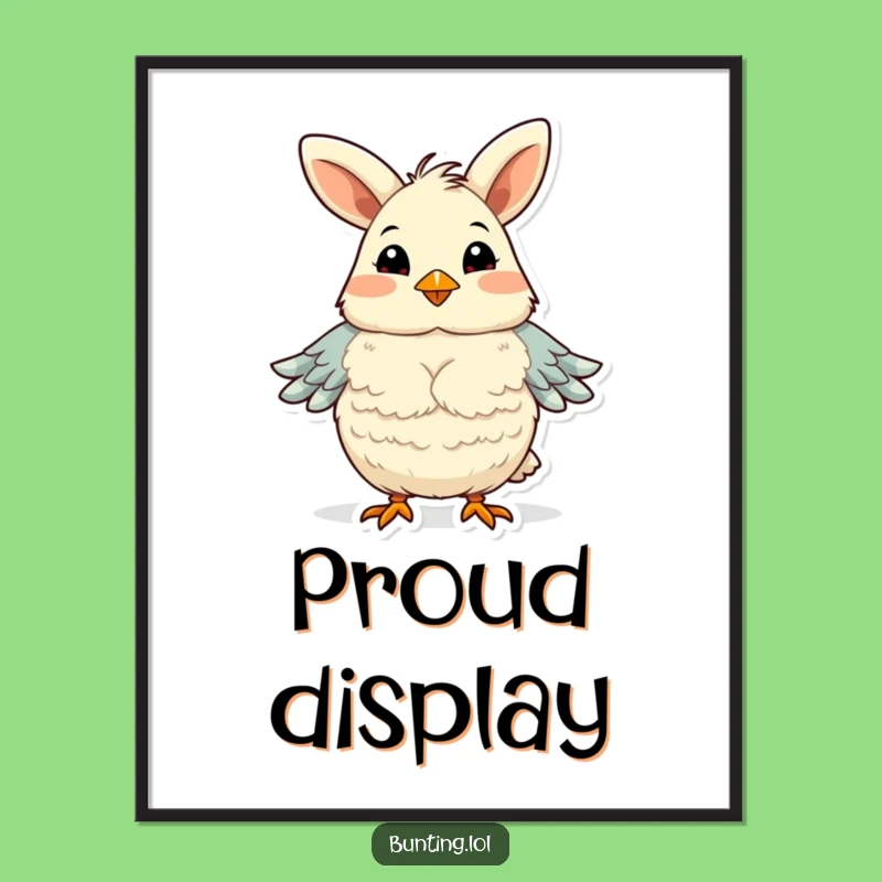 Funny Bunting Proud Chest Fluffing Digital Art - Instant Hilarious Bird Decor
