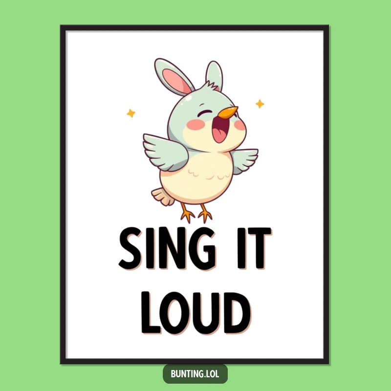 Funny Bunting Singing Digital Art: Instant Melody, Perfect Wall Decor Gift