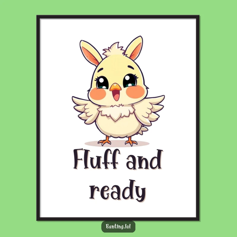 Funny Excited Bunting Digital Art Print: Fluffy Feathers & Joyful Vibes for Instant Decor!